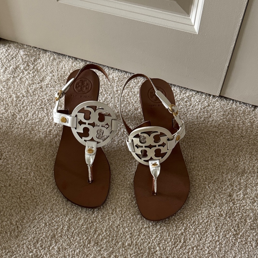 Tory Burch White Sandal Kitten Heels